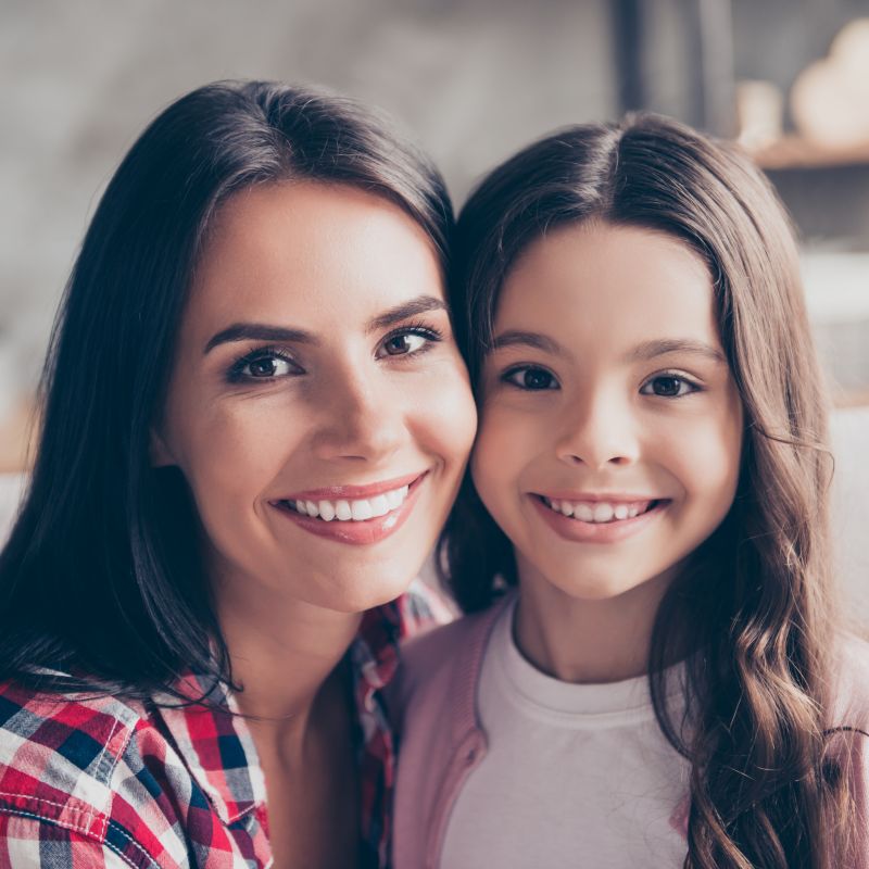 Happy Mom and Daughter